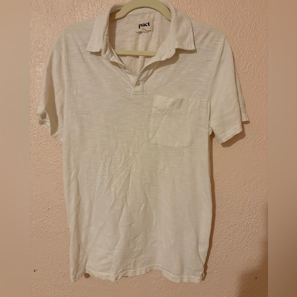 Pact Men's Short-Sleeve Organic Cotton Polo in Off-White